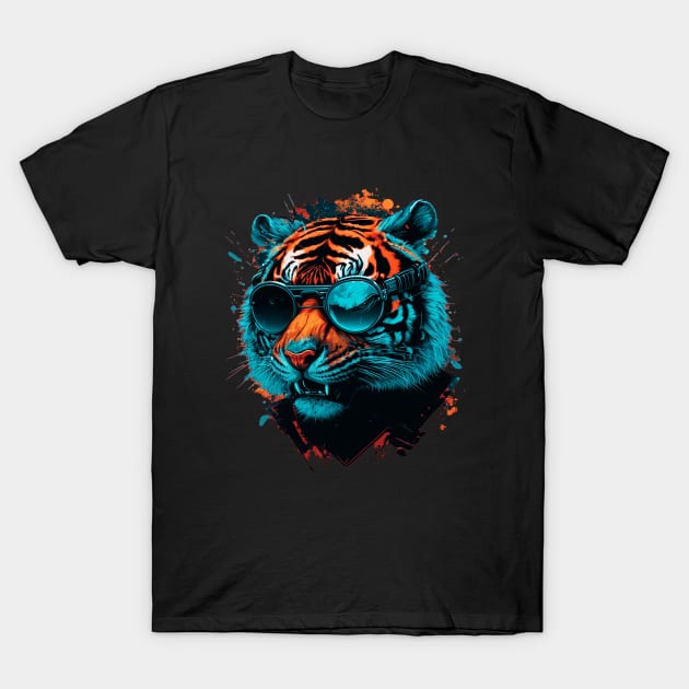 Pop Culture Tigre Wearing Sunglasses T-Shirt by Alonesa